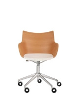 Q/Wood Basic Veneer Chair With Wheels Light Wood Chrome FSC™