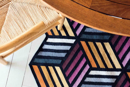 Gan Kilim Parquet Hexagon Carpet Orange