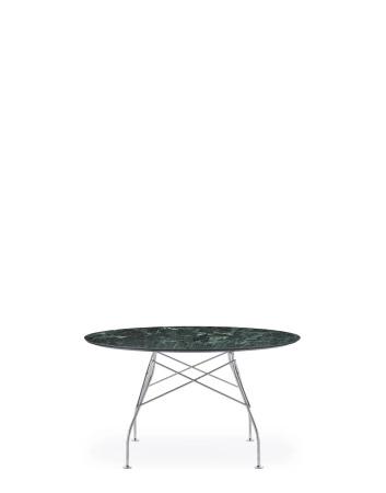 Glossy Round Ø128 cm Table Chrome Green