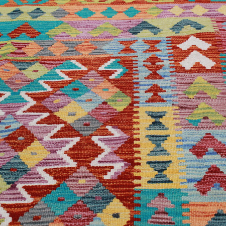 Wool kilim afghan rug multicolored 100460 245x175