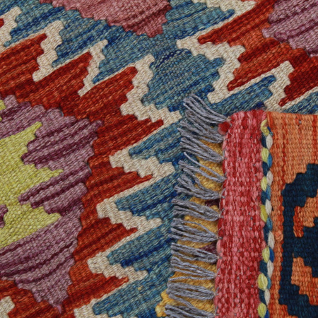Wool kilim afghan rug multicolored 100382 146x97