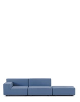 Plastics Tech Fabric Two-Seater + Pouf Sofa Blue