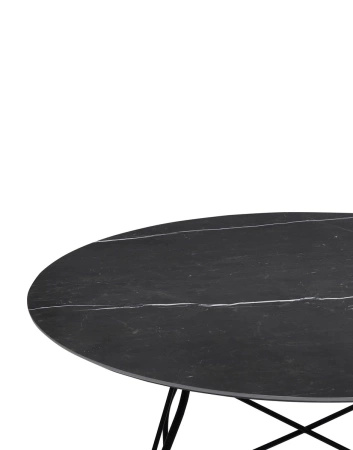 Glossy Marble Round Ø118 cm Black Marquina Table