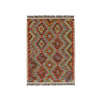 Wool kilim afghan rug multicolored 100007 118x87