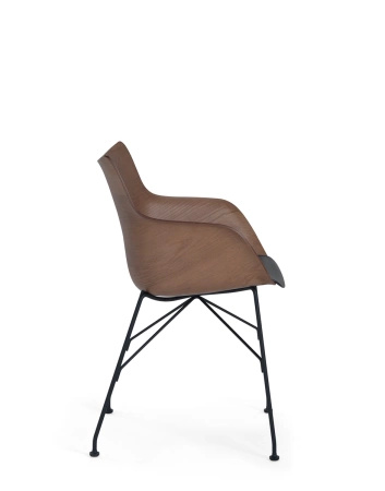 Q/Wood Slatted Ash Krzesło Ciemne Drewno Czarny FSC™