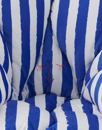 Alice's Flowers Pillow Blue Stripes