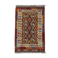 Dywan wełniany kilim afgański wielokolorowy 100133 143x94