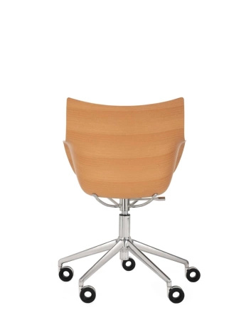 Q/Wood Basic Veneer Chair With Wheels Light Wood Chrome FSC™