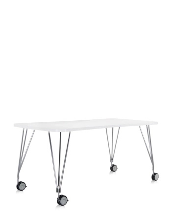 Max 160x80 cm Table on Wheels White Chrome Plated