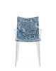 H.H.H. Upholstered Fabric Krzesło Biały Niebieski