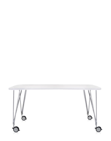 Max 160x80 cm Table on Wheels White Chrome Plated