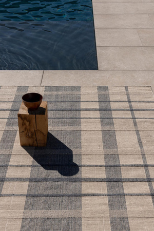 Brink&Campman Zona Block Stripe & Check Denim Rug 497408
