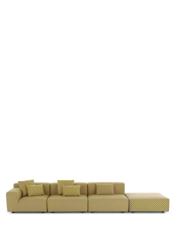 Plastics Outdoor Liberty 3 Seater + 1 Pouf Obi Check Sofa Yellow