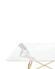 Glossy Marble Square 118x118 cm Table Gilded White