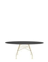 Glossy Marble Oval 192x118 cm Gold-plated Black Marquina Table
