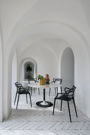 Thierry XXL Round Ø130 cm Table White Black