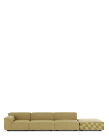 Plastics Outdoor Liberty 3 Seater + 1 Pouf Obi Check Sofa Yellow