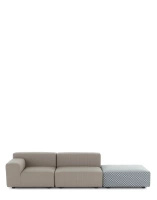 Plastics Outdoor Liberty 2 Seater + 1 Pouf Obi Check Sofa Beige