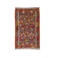 Dywan wełniany kilim afgański wielokolorowy 100095 147x91