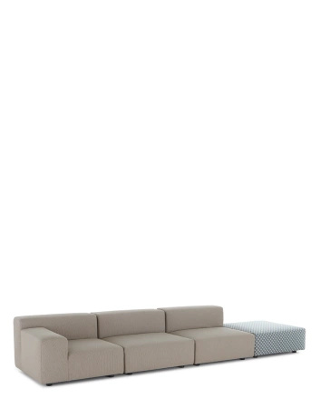 Plastics Outdoor Liberty 3 Seater + 1 Pouf Obi Check Sofa Beige