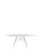 Glossy Marble Oval 192x118 cm Chrome White Table