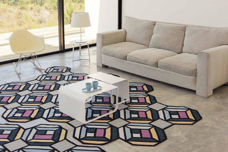 Gan Kilim Parquet Tetragon Blue Carpet