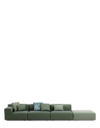 Plastics Outdoor Liberty 3 Seater + 1 Pouf Obi Check Sofa Zielony