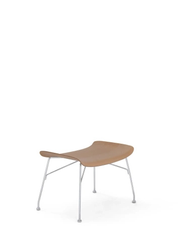 S/Wood Slatted Ash Footrest Light Wood Chrome Plated FSC™