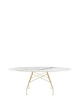 Glossy Marble Oval 192x118 cm Table Gilded White