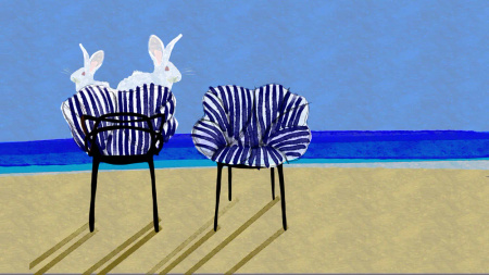 Alice's Flowers Pillow Blue Stripes