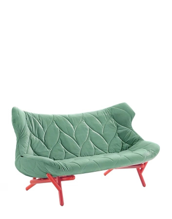 Foliage Velvet Sofa Red Green
