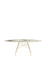 Glossy Marble Oval 192x118 cm Symphonie Gold Plated Table