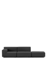 Plastics Tech Fabric Two-Seater + Pouf Sofa Black