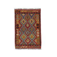 Wool kilim afghan rug multicolored 100382 146x97