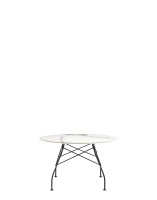 Glossy Marble Round Ø118 cm Table Black White