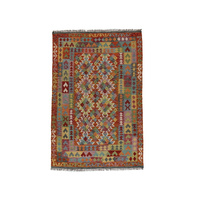 Dywan wełniany kilim afgański wielokolorowy 100464 247x168