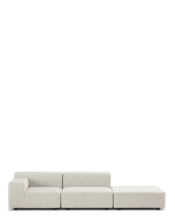 Plastics Outdoor Two-Seater + Pouf Sofa White