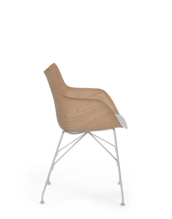 Q/Wood Slatted Ash Chair Light Wood Chromed FSC™