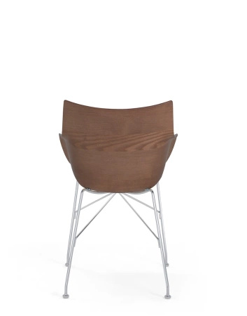 Q/Wood Slatted Ash Chair Dark Wood Chromed FSC™