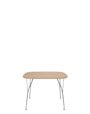 Viscount of Wood Square Chrome Table Ash