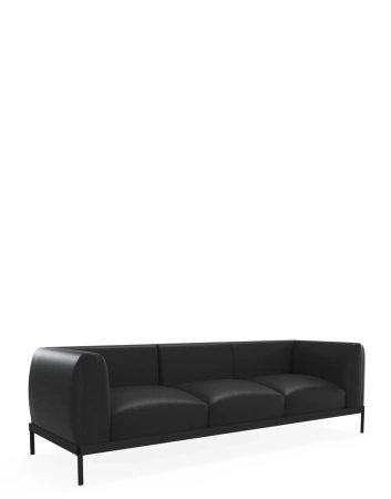 Asia Leather Sofa Three-Seater Czarny Skórzany