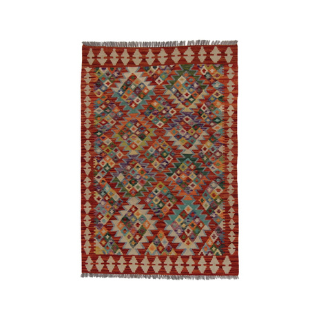 Wool kilim afghan rug multicolored 100360 145x100
