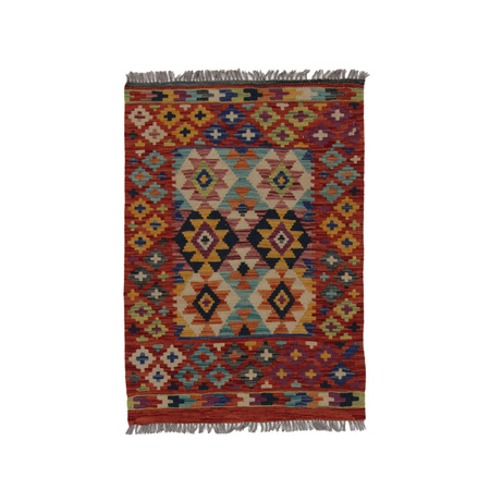 Wool kilim afghan rug multicolored 100059 125x88