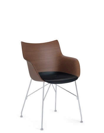 Q/Wood Basic Veneer Krzesło Ciemne Drewno Chromowany FSC™