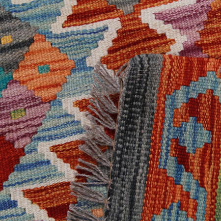 Wool kilim afghan rug multicolored 100460 245x175