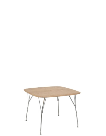 Viscount of Wood Square Chrome Table Ash