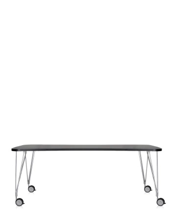 Max 190x90 cm Table on Wheels Anthracite Chrome Plated
