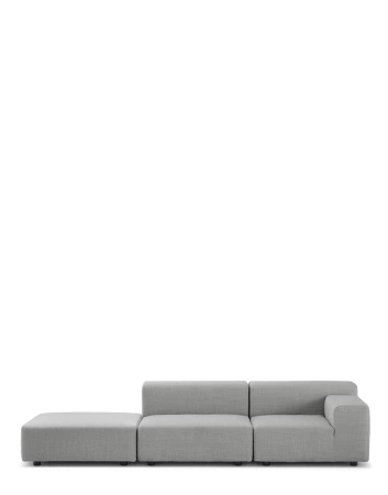 Plastics Outdoor Two-Seater + Pouf Sofa Gray