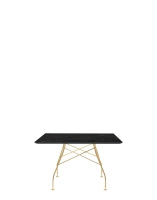 Glossy Marble Square 118x118 cm Gilded Black Marquina Table