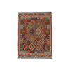 Wool kilim afghan rug multicolored 100422 207x155